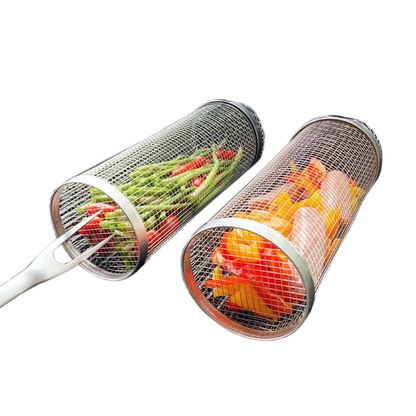 Stainless Steel Rolling BBQ Grill Basket - Coldesk