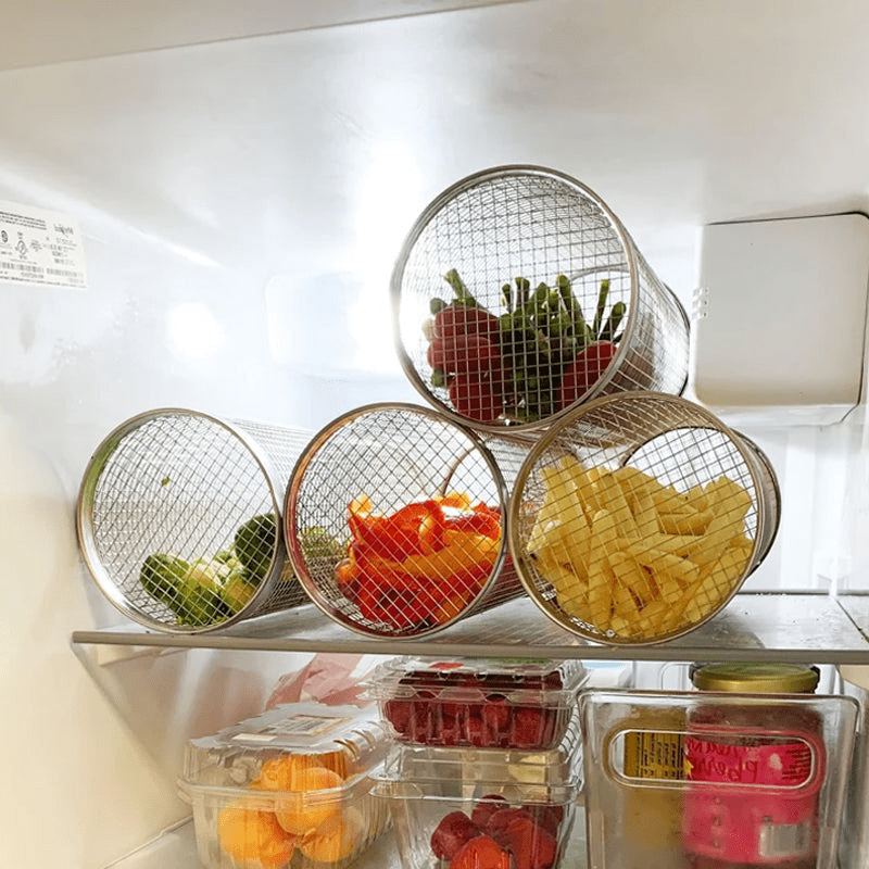 Stainless Steel Rolling BBQ Grill Basket - Coldesk