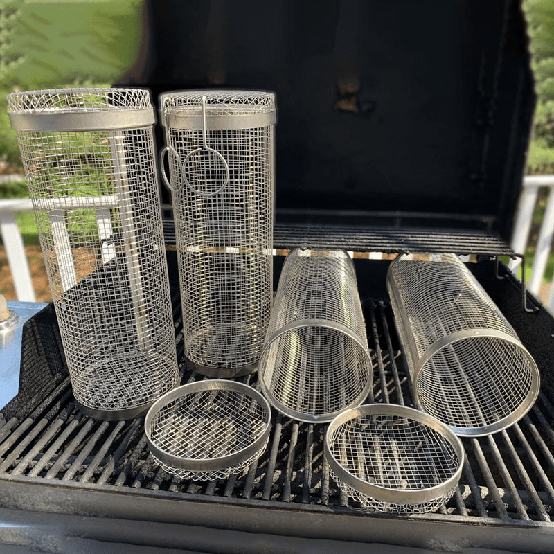 Stainless Steel Rolling BBQ Grill Basket - Coldesk
