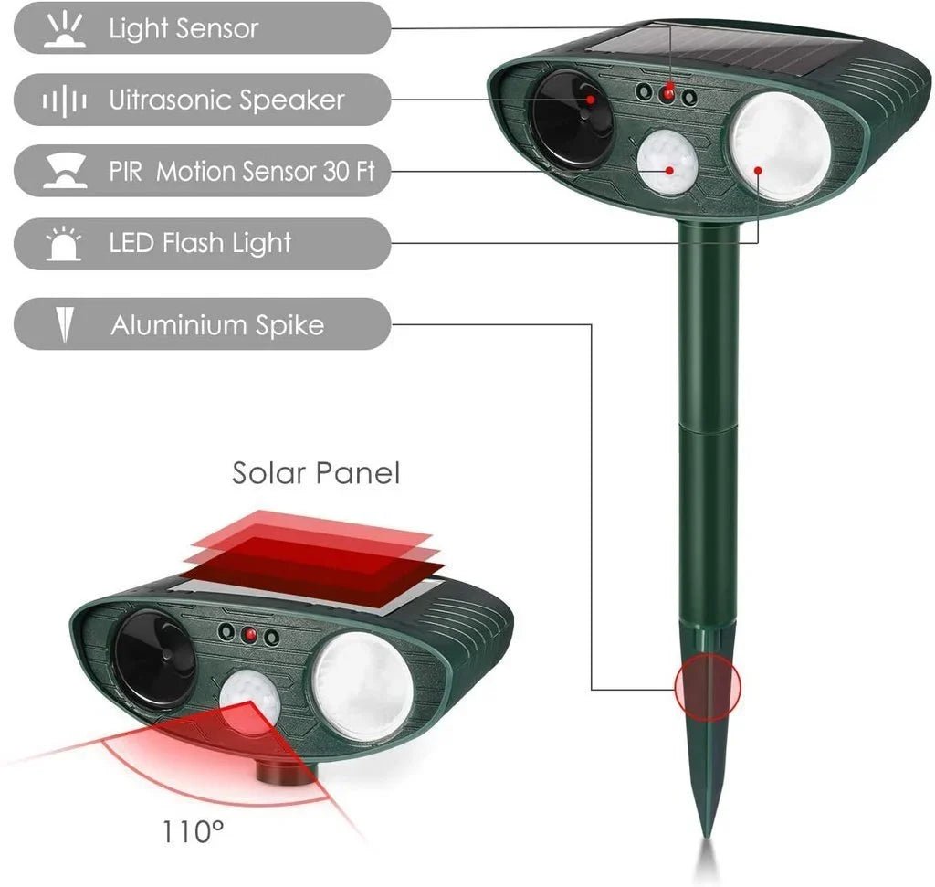 Ultrasonic Chipmunk Repeller - Solar Powered - Get Rid of Chipmunks in 48 Hours - Coldesk