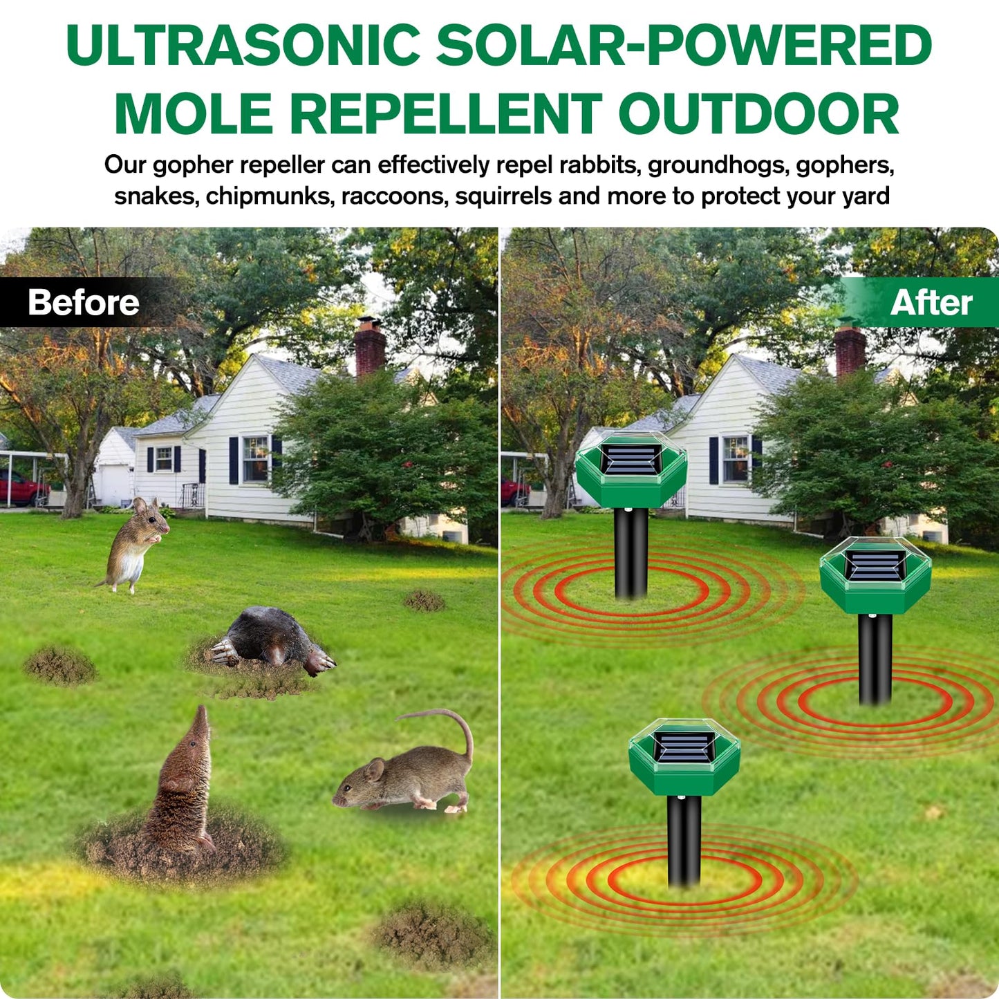 Ultrasonic Mole Repellent 4-Pack - Coldesk