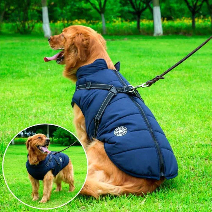 Waterproof Winter Dog Jacket - Sherpa-Fleece Lined - Built-in Harness - Coldesk