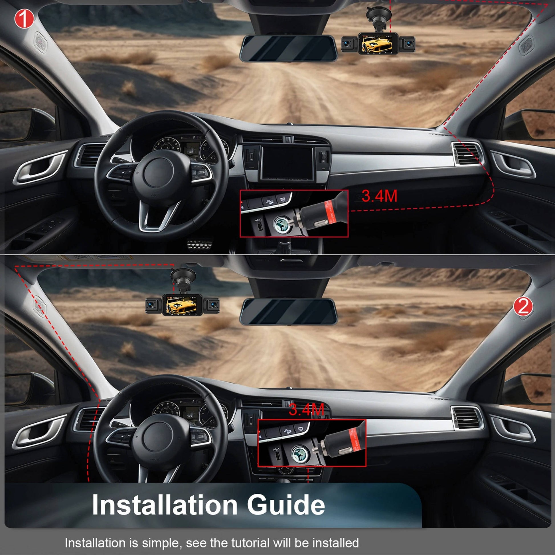 Wireless Car Dash Cam Front And Rear With Night Vision - Coldesk