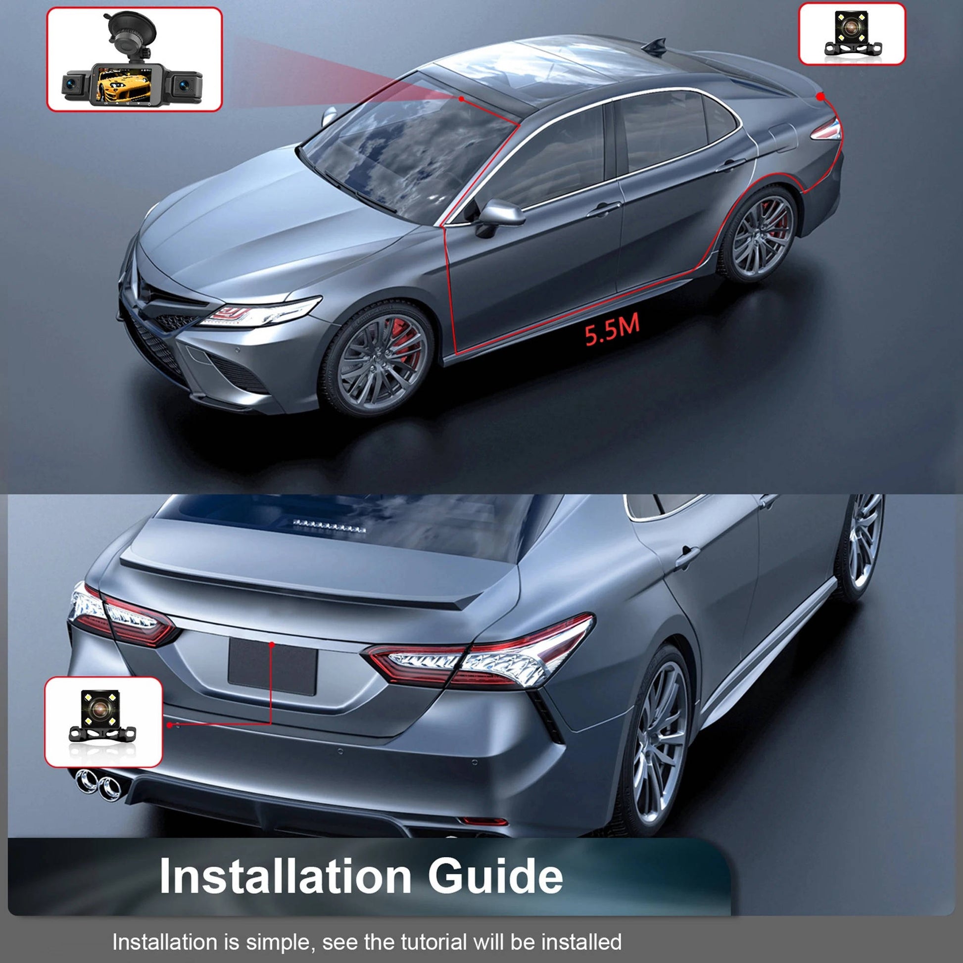 Wireless Car Dash Cam Front And Rear With Night Vision - Coldesk