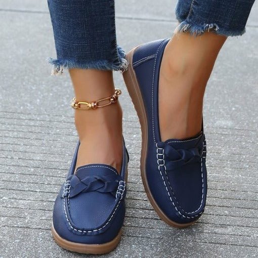 Women shoes Soft Leather Slip on Walking Loafers Shoes - Coldesk