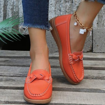Women shoes Soft Leather Slip on Walking Loafers Shoes - Coldesk