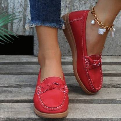Women shoes Soft Leather Slip on Walking Loafers Shoes - Coldesk