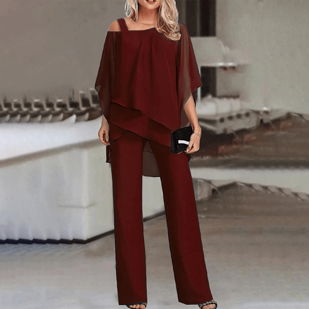 Women's Two-Piece Set| Elegant two-piece set with cold shoulder - Coldesk