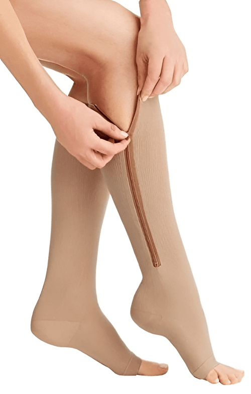 Zippered Compression Socks Support Stockings 20-30 mmHg - Coldesk