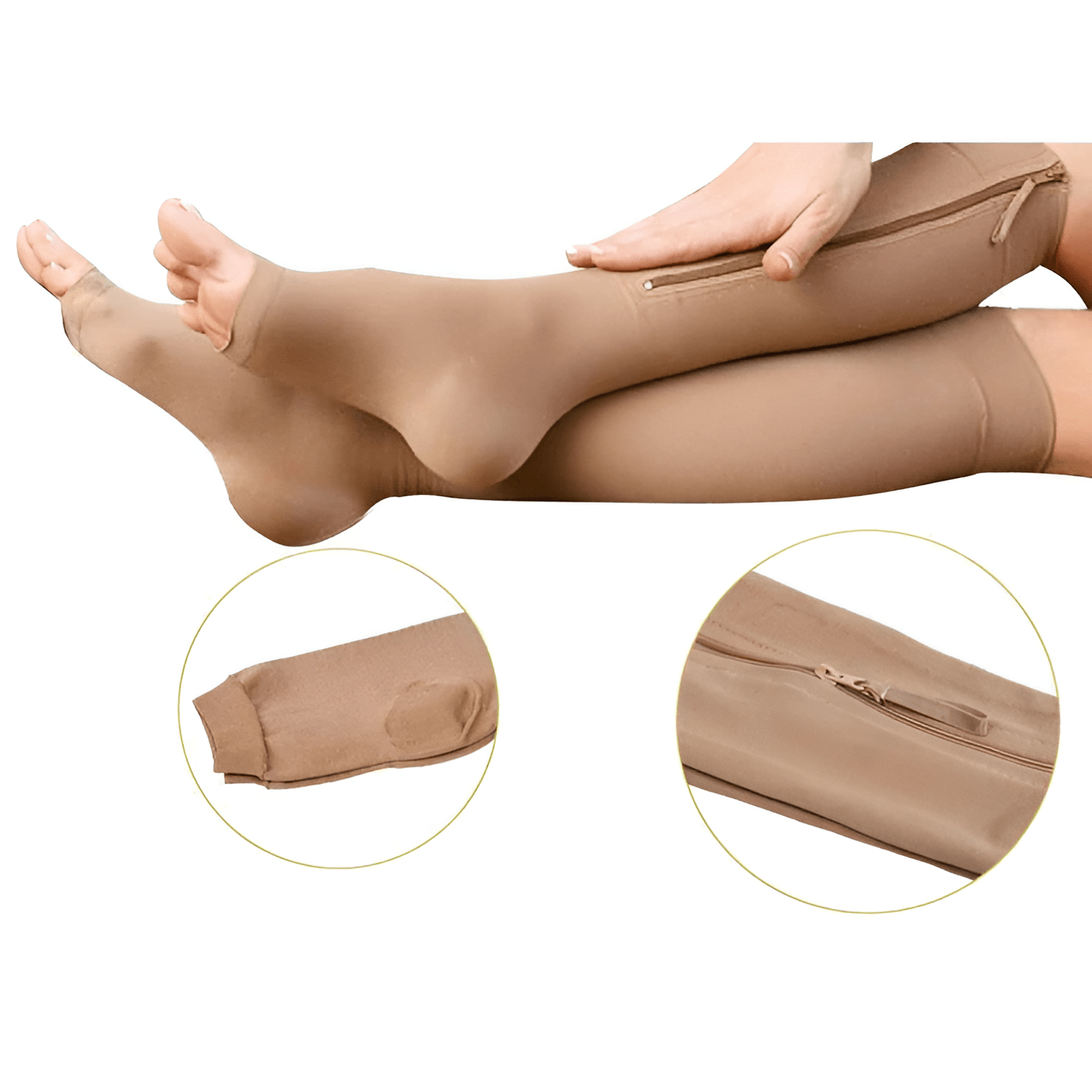 Zippered Compression Socks Support Stockings 20-30 mmHg - Coldesk