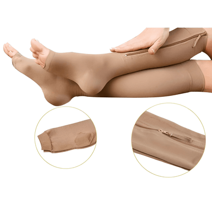 Zippered Compression Socks Support Stockings 20-30 mmHg - Coldesk