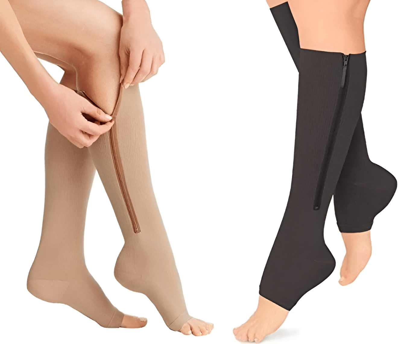 Zippered Compression Socks Support Stockings 20-30 mmHg - Coldesk